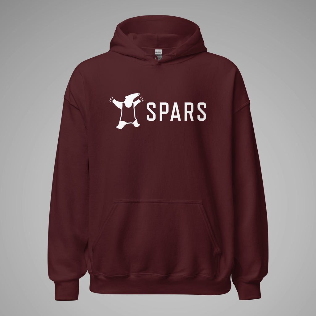 men_women_unisex_SPARS_SPARS_Logo_Basic_Hoodie_maroon_front_view_1