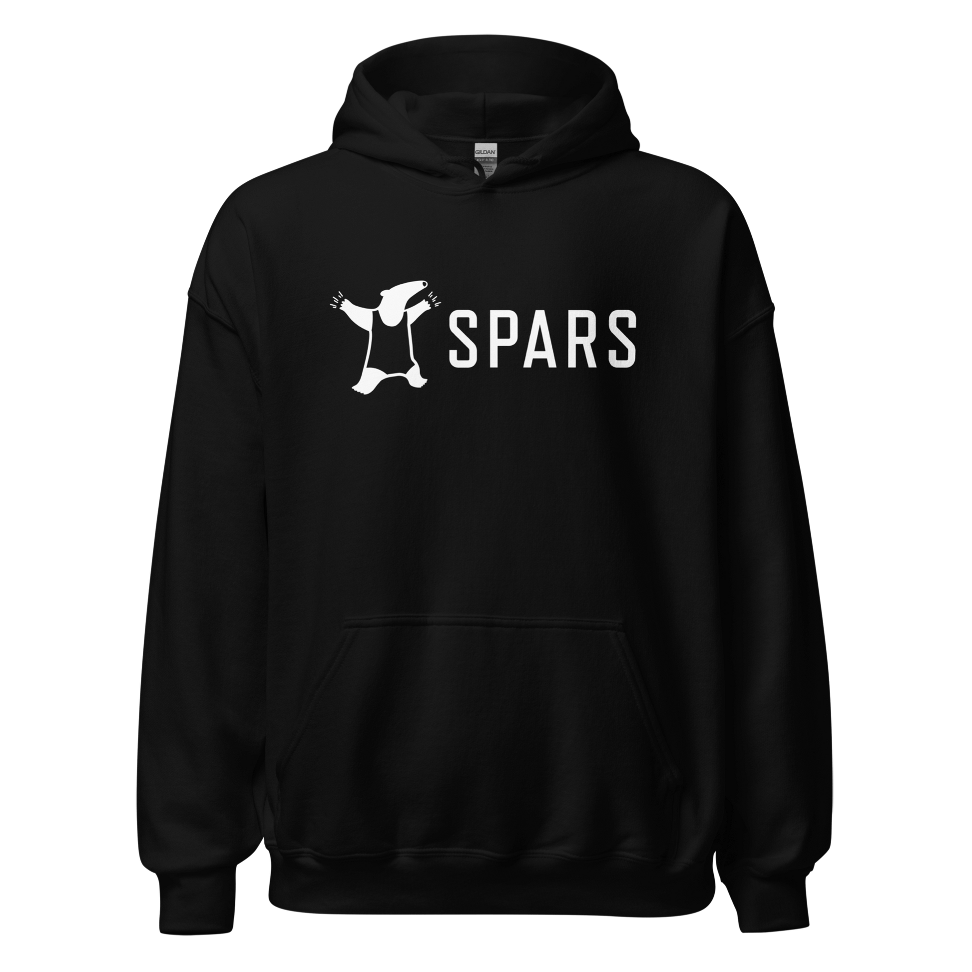 Unisex blackI SPARS logo hoodie - front placement