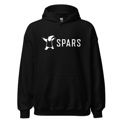 Unisex blackI SPARS logo hoodie - front placement