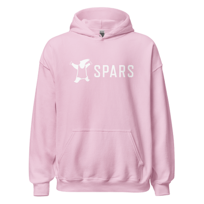 Unisex light pink SPARS logo hoodie - front placement