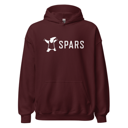 Unisex maroon SPARS logo hoodie - front placement
